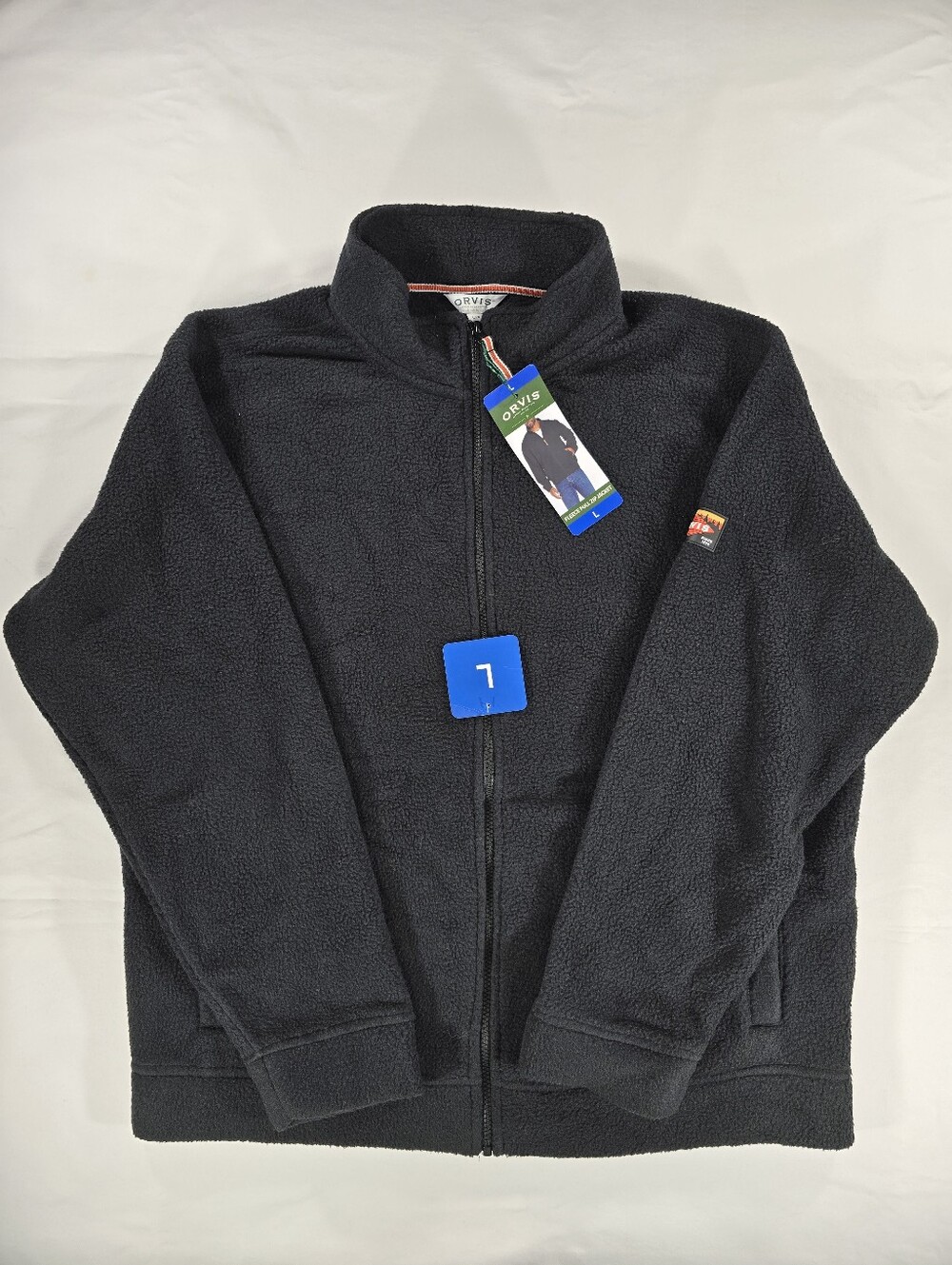 NWT Orvis Full Zip Heavy Fleece Jacket Mock Neck Sherpa Men’s Large Black NEW
